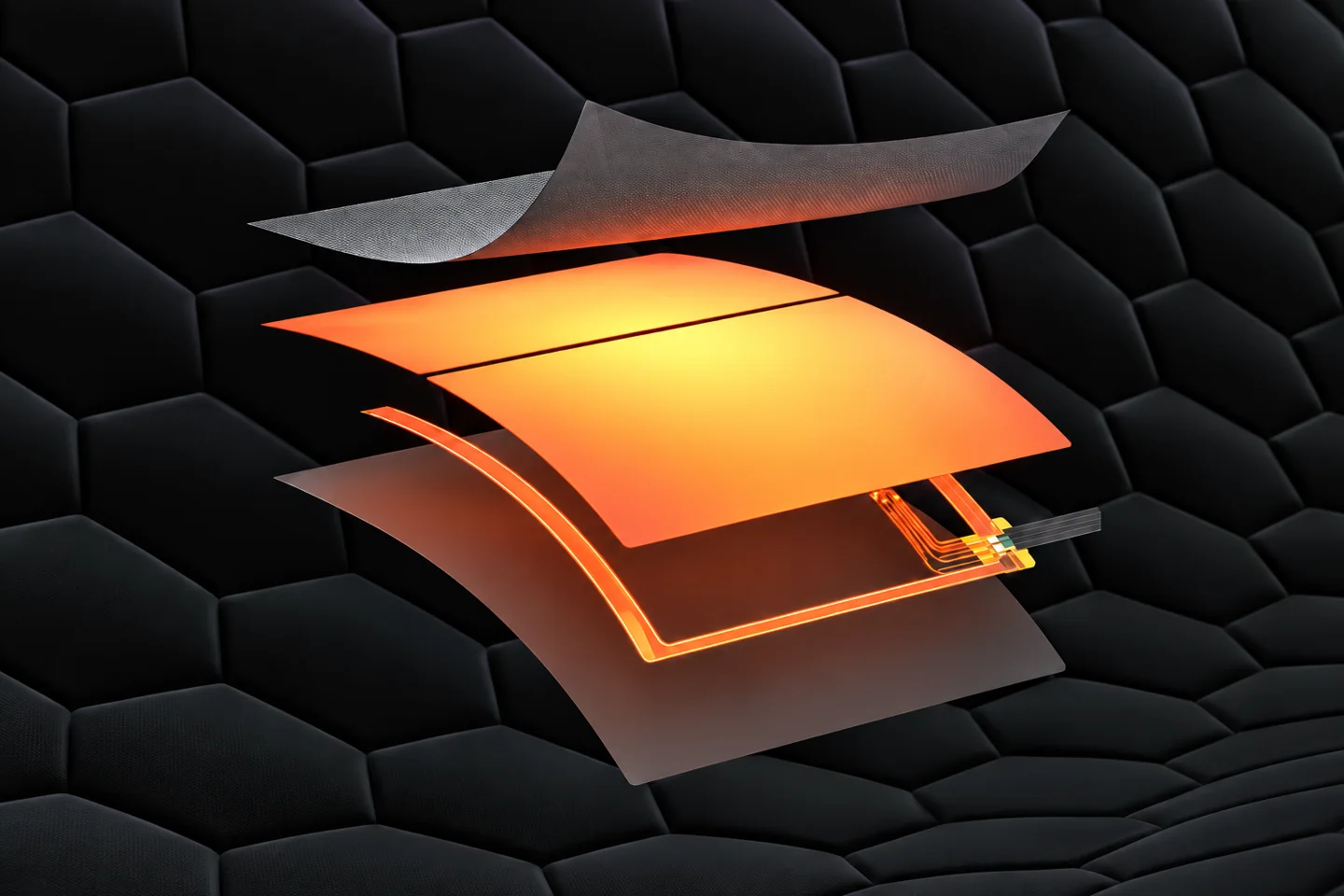 Layered flexible heating element illustration